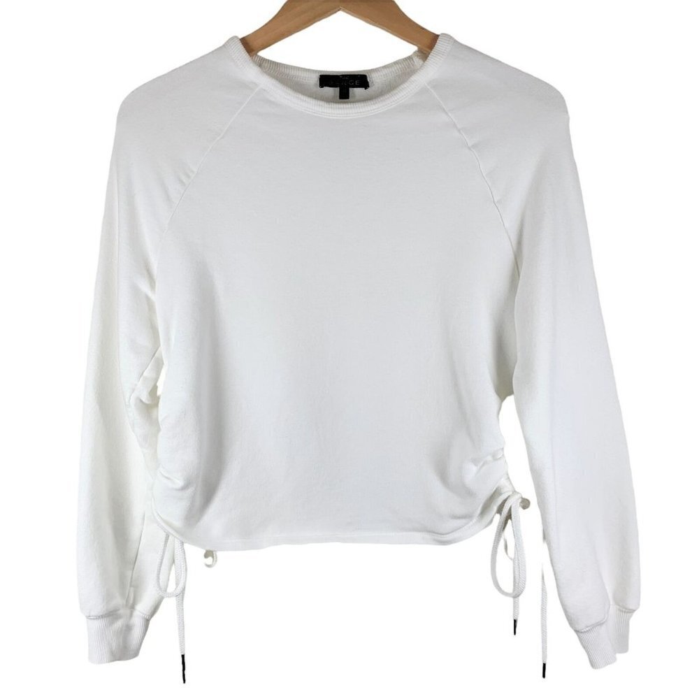 THE RANGE White Cotton Ruched Sides Sweatshirt Size XS